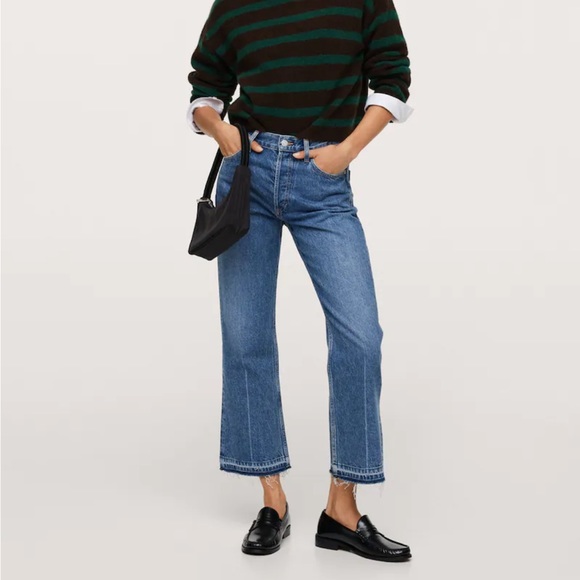 NWT MANGO Denim Mid Rise Blue Flare Jeans, Size 6 / 38 - Picture 2 of 7